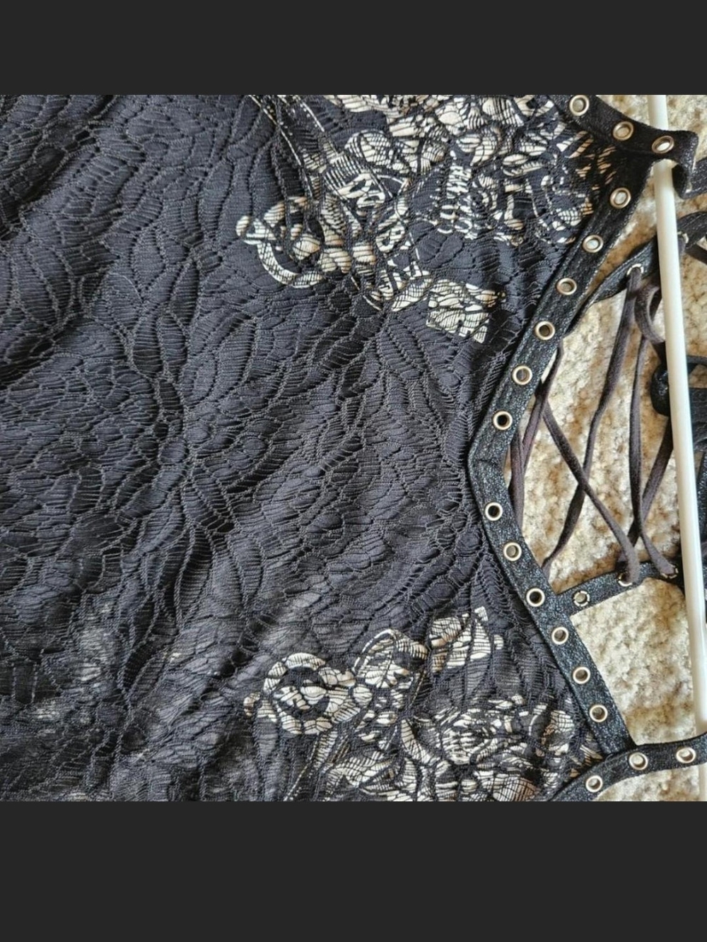 Salvage Lace Studded Lace Up Long Tanl/Mini Dress. S - Picture 5 of 5